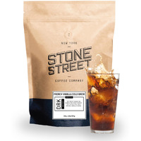 Stone Street Cold Brew Flavored Coffee, Natural French Vanilla Flavor, Low Acid, 100% Colombian, Gourmet Coffee, Coarse Ground, Dark Roast, 1 Lb