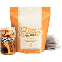 Bizzy Organic Cold Brew Coffee | Breakfast Blend | Coarse Ground Coffee | Medium-Light Roast | Micro Sifted | Specialty Grade | 100% Arabica | Brew Bags | 4 Count | Makes 14 Cups