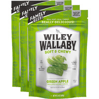 Wiley Wallaby Licorice 24 Ounce Classic Gourmet Soft & Chewy Australian Green Apple Licorice Candy Twists, 3 Pack