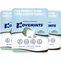 Movemints Clear Aligner Mints - Patented Aligner Seating Mints - Edible Alternative To Aligner Chewies - Xylitol Mints For Dry Mouth - Mint Chocolate (3 Pack)