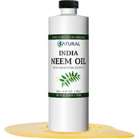 Zatural Organically Grown Neem Seed Oil 100% Pure Cold Pressed For Hair, Skin, Nails, Garden & Pets (16Oz)