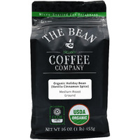 The Bean Organic Coffee Company Holiday Bean (Vanilla Cinnamon Spice), Medium Roast, Ground Coffee, 16-Ounce Bag, Caf   Molido Tostado Org  Nico