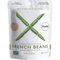 Poshi Marinated French Green Bean Snack Pack | Original Flavor | Keto, Vegan, Paleo, Non Gmo, Low Carb + Calorie, Gluten Free, Fully Cooked Vegetables, Gourmet, Healthy, All Natural (10 Pack, 1.76 Oz)
