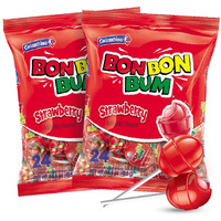 Colombina Bon Bon Bum Lollipops W/Bubble Gum Center, Strawberry Flavor, Individually Wrapped, Ideal For Party Favors And Gifts, 2 Pack (48 Count)