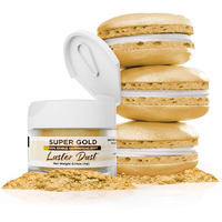 Luster Dust - Super Gold (4G 1X Pump) | Edible Vegan Dust & Paint For Cake Decorating, Ice Cream, Desserts, Cocktails And Beverages By Bakell
