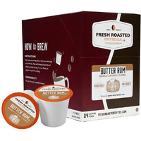 Fresh Roasted Coffee, Butter Rum, Flavored Coffee Pods, K-Cup Compatible, 24 Count