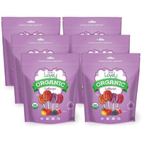 Lovely Candy Co. Organic Lollipops, Individually Wrapped, 7Oz (6-Pack) | Vegan, Gluten-Free, Non-Gmo, No Artificial Colors Or Flavors | Mango, Strawberry, Grape & Pomegranate