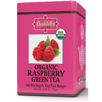 Brew La La Organic Green Tea - Natural Raspberry Flavor - 50 Double Chambered Bags - Low Caffeine Gourmet Tea - Certified Organic - Gluten Free