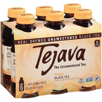 Tejava Peach Black Iced Tea, 6 Pack, 16.9Oz Pet Bottles, Unsweetened, Non-Gmo, Kosher, No Sugar Or Sweeteners, No Calories, No Preservatives, Brewed In Small Batches