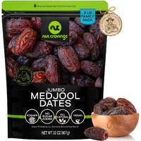 Nut Cravings Dry Fruits - Sun Dried Jumbo Medjool Dates, No Sugar Added (32Oz - 2 Lb) Packed Fresh In Resealable Bag - Sweet Snack, Healthy Food, All Natural, Vegan, Kosher Certified