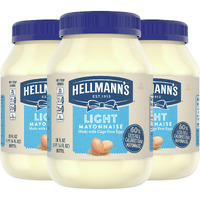 Hellmann's Light Mayonnaise Light Mayo 3 Count For A Creamy Condiment For Sandwiches And Simple Meals 60% Less Fat And Calories Than Regular Mayonnaise 30 Oz