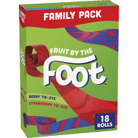 Fruit By The Foot Fruit Flavored Snacks, Berry Tie-Dye & Strawberry Tie-Dye, Family Pack, 18 Rolls, Kids Snacks, Halloween Candy Alternative, 13.5 Oz
