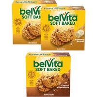 Belvita Soft Baked Breakfast Biscuits Variety Pack With Banana Bread And Oats And Chocolate, 15 Total Packs, 3 Boxes (1 Biscuit Per Pack)