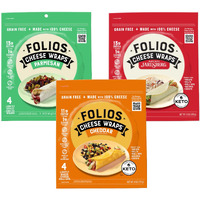 Folios 100% All Natural Cheese Wraps | Parmesan, Cheddar And Jarlsberg Flavor | Gluten Free, Grain Free And Naturally Lactose Free | Certified Keto | 1 Gr Of Carbs, 3 Pack Variety