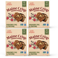 Maine Crisp Savory Fig & Thyme Crisps, 4 Pack, Vegan Gluten Free Crackers - Snack Crackers, Grain Free, Dairy Free, Non-Gmo - Sweet & Savory Flavor, For Cheese Boards, Salad Toppings & Jams