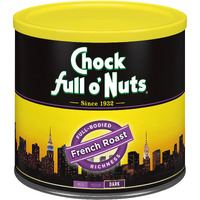 Chock Full Onuts French Roast, Dark Roast Ground Coffee - Gourmet Coffee Beans - Bold, Full-Bodied And Intense Coffee (26 Oz. Can)