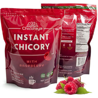 Chicoraya Instant Chicory Cofee - Best For Decaf And Diet - Keto & Vegan Beverage Blend - Coffeine-Free Cofee Substitute Alternative - Roasted Root Powder, No Sugar (Raspberry, 14.1 Oz)