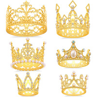 Sisbroo Gold Crown Cake Topper, 6 Pieces Happy Birthday Cake Toppers, Princess Crown Cake Decorations, Mini Crowns For Flower Arrangements, Birthday, Wedding, Party Decor (Gold-?, 6)