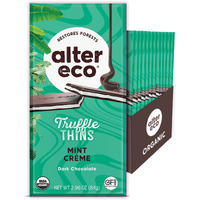 Alter Eco Mint Creme Truffle Thins, Chocolate Bar With Gooey Ganache Truffle Filling, Gluten-Free, Non-Gmo Snacks, No Additives Or Artificial Sweeteners, Fair Trade, Recyclable Packaging (12-Pack Mint Creme)