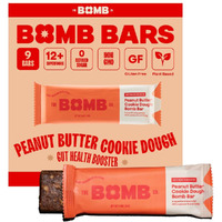 The Bomb Co. Blender Bomb Bar, Peanut Butter Cookie Dough, Superfood Snack Bar For Gut Health, Peanut Butter, Hemp Seeds, Chia Seeds, Flax Seeds, Sea Salt, Aloe Vera, Vegan Chocolate Chips, 9 Bars