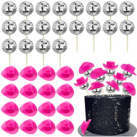 40 Pcs Disco Ball Cake Decorations 20 Pcs Disco Ball Cupcake Toppers 20 Pcs Pink Cowboy Hat Cake Toppers Disco Theme Cake Picks Mini Western Cowgirl Hat Cake Toppers For Disco 1970S Theme Party Favor