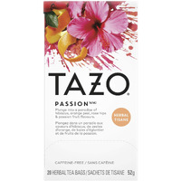 Tazo Passion Enveloped Hot Tea Bags Herbal, Caffeine Free, Non Gmo, 24 Count, Pack Of 6
