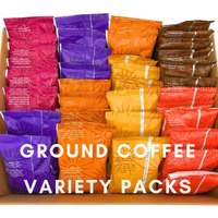 Ground Coffee Variety Packs, Ground Coffee Sampler Packs, Assorted Variety Coffee Packs, Coffee Packets, Medium, Dark, & Flavored Roasts, Individual Coffee Packets Single Serve, (2 Oz Bags, 36 Count)