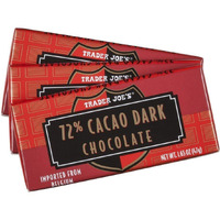 Trader Joe's 72% Cacao Belgian Dark Chocolate Bars (1 Pack Of 3)