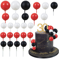 Gyufise 30Pcs Ball Cake Topper Decorations Mini Balloons Cake Topper Sticks Foam Balls Cake Picks Cake Topper Balls Cake Decorations For Wedding Party Birthday Cake Decorating Red Black White