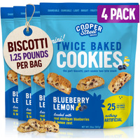 Cooper Street Twice Baked Mini Biscotti Italian Style Cookies - 5 Pounds Of Lemon Blueberry Gourmet Cookies Ideal With Coffee Or Tea | Peanut And Dairy Free Low Sodium Breakfast Or On-The-Go Snack