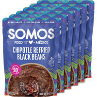 Somos Chipotle Refried Black Beans - Gluten Free, Non-Gmo, Vegan & Microwavable Meals Ready To Eat - Delicious, Healthy & Convenient - Perfect For Burrito Bowls, Tostadas & More | 10 Oz (Pack Of 6)