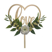 Wedding Cake Topper - Rustic Theme For Bridal Shower Engagement Anniversary Party Decoration , Personalized Heart Shaped , Wooden