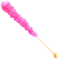 Classic Rock Candy Sticks, Sugar Rock Crystal Lollipops, Individually Wrapped (Pack Of 18, Pink Cherry)