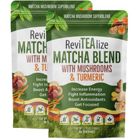 Revitealize Organic Matcha Mushroom Powder - Organic Ceremonial Grade Matcha Powder Blend Mushroom Coffee Alternative - Mushroom Matcha Latte Powder (60 Servings)