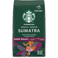Starbucks Ground Coffee, Dark Roast Coffee, Sumatra, 100% Arabica, 1 Bag (18 Oz