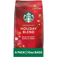 Starbucks Ground Coffee, Medium Roast Coffee, Holiday Blend, 100% Arabica, Limited Edition Holiday Coffee, 6 Bags (10 Oz Each)