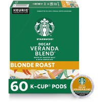 Starbucks K-Cup Coffee Pods, Starbucks Blonde Roast Coffee, Decaf Veranda Blend, 100% Arabica, 6 Boxes (60 Pods Total)