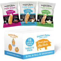 Pork Rinds Variety Pack | Salt & Pepper, Korean Bbq, & Spicy Dill | Southern Recipe Small Batch Chicharrones | Keto Friendly & Low Carb | Snack Bag (18 Count)