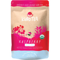Kubo Tea, Organic High Energy Ice Tea, High Caffeine Blend, 20 Servings (155Mg Caffeine Each), Pillow Tea Bags, Kraft Packaging, Healthy Coffee Substitute (Raspberry)