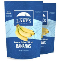 Thousand Lakes Freeze Dried Fruit - Sliced Bananas 2-Pack 3.2 Ounces (6.4 Ounces Total) | No Sugar Added | No Oils Or Fat | 100% Fruit
