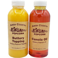 Amish Country Popcorn | Buttery Popcorn Toppings | 2 Pack - 1 Buttery Topping & 1 Canola Oil | Old Fashioned, Non-Gmo And Gluten Free