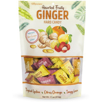 Ginger Hard Candy, Assorted Fruit Flavors 11 Oz Bag, Individually Wrapped Healthy Candy, The Sweet And Spicy Natural Remedy For Anti-Nausea And Digestion, Made With Real Ginger Extract