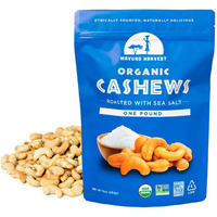 Mavuno Harvest Organic Roasted Cashews With Sea Salt | Dry Roasted Whole Cashew Nuts | Vegan, Non Gmo Healthy Snacks For Kids And Adults | Office Friendly Work Snack | 16 Ounce, Pack Of 1
