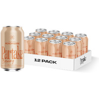 Partake Brewing Non Alcoholic Craft Brew, Peach Gose, 12 Pack - 12 Ounce Cans, Low Calorie, All Natural Ingredients