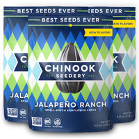 Chinook Seedery Roasted Sunflower Seeds - Jumbo Seeds Keto Snacks - Best For Snack Packs - Gluten Free, Non Gmo Snack Food Gifts - 4 Ounce (Pack Of 3) - Jalapeno Ranch Flavor Pack