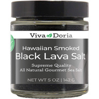 Viva Doria Hawaiian Smoked Black Lava Sea Salt, Fine Grain, 5 Oz Glass Jar