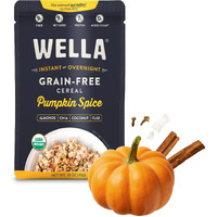 Wella Cereal Oatmeal Alternative, Gluten-Free Breakfast Hot Cereal, Grain-Free Paleo Organic Vegan High Protein Superfood, Plant-Based Non-Gmo, Low In Net Carbs, Single-Serve Packets, Pumpkin Spice Flavor (10 Count, 1.6 Oz. Packets)