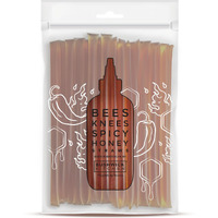 Bees Knees Spicy Honey Sticks, 50 Sticks, 1Tsp Each, Wildflower Hot Honey Straws Mixed With Habanero Peppers, Honey Sticks For Cooking, Cocktails, Foodie Gifts, Hot Sauce Gifts