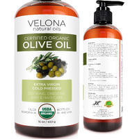 Velona Usda Certified Organic Olive Oil - 16 Fl Oz | 100% Pure And Natural Carrier Oil | Extra Virgin, Unrefined, Cold Pressed