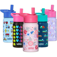Wildkin Kids 14 Oz Reusable Bpa-Free Stainless Steel Water Bottle With Leak Proof Lid For Boys & Girls, Insulated, Durable, And Easy To Clean Water Bottles For Toddlers - Pink Floral